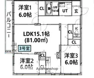 ZABO HILLS TOYOHIRA EAST・WEST【503号室】の間取り