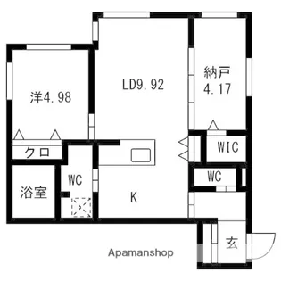 URBAN FLATS 中の島【101号室】の間取り