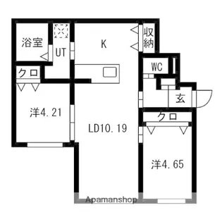 URBAN FLATS 中の島【402号室】の間取り
