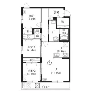 ) クレスト豊平公園 豊平6ー10【405号室】の間取り