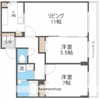 ラディア山鼻【403号室】の間取り