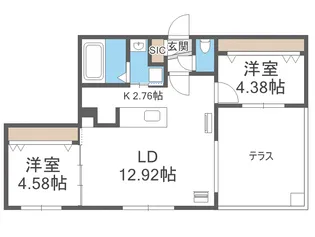 RD GRACE新札幌(アールディーグレイスシンサッポロ) 仮)【1階】の間取り