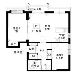 ノヴァ白石ーⅡ【301号室】の間取り
