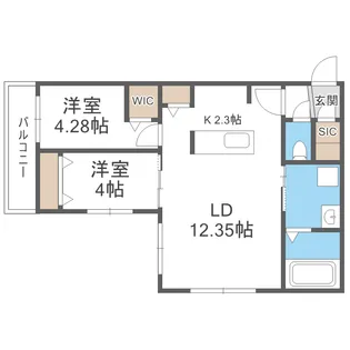 HIGHLIGHT FUKUZUMI 仮)GAー福住1ー1MS【4階】の間取り