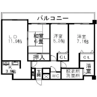 オリエンタルコート大友【1402号室】の間取り