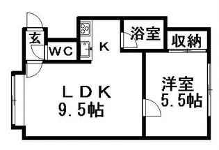 ハイネス菊水【102号室】の間取り