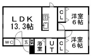 ルミエール北郷1ー4【2階】の間取り