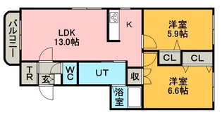 ディーセントステージ弐番館【201号室】の間取り