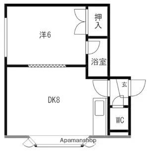 1DKの間取り画像