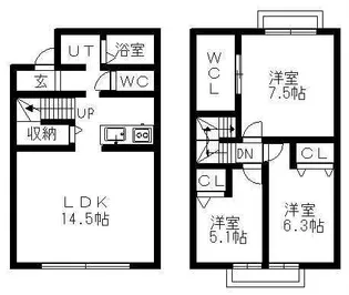 グランビレッジ公園通B【103号室】の間取り