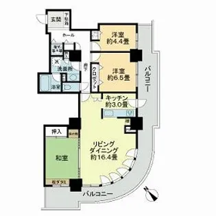 ライオンズステーションタワー東札幌【0906号室】の間取り