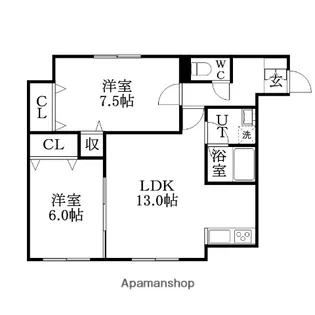 CONFORT(コンフォール)【103号室】の間取り