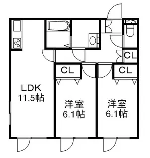 カスタムルーム米里【203号室】の間取り