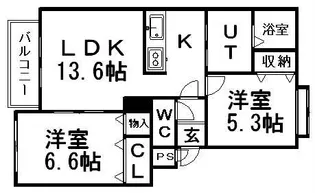 コンフォート北郷【1階】の間取り