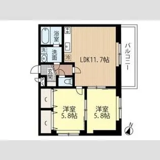 リベア北郷【4階】の間取り