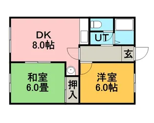 ラフォーレ新札幌B(ラフォーレシンサッポロB)【308号室】の間取り