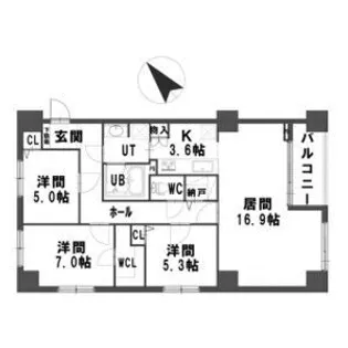 ダイアパレス東札幌Ⅱ【9階】の間取り
