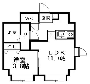フレスコ大谷地【7階】の間取り