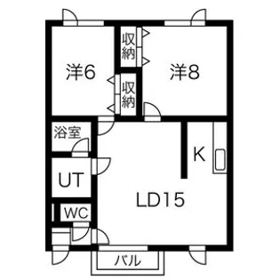ヒルトップ中の島セカンドA【102号室】の間取り