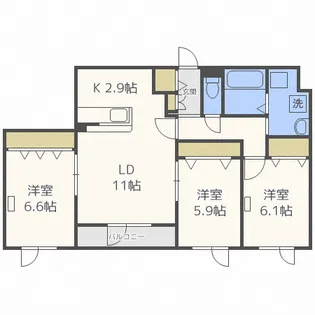 鍋島ハイツⅠ【403号室】の間取り
