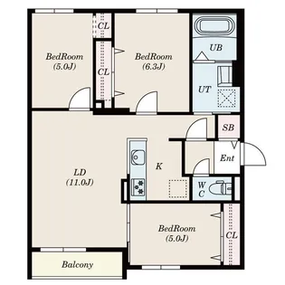 ガーデンクリスタル厚別西【2階】の間取り