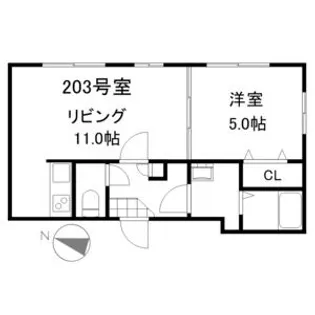 ヒュース平岸G【3階】の間取り