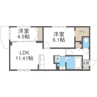 ヴォヤージュ菊水【307号室】の間取り