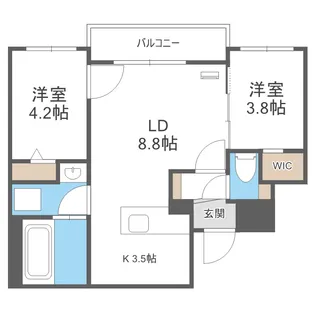 BALBONI山鼻(バルボーニ山鼻)【3階】の間取り