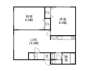 2LDKの間取り画像