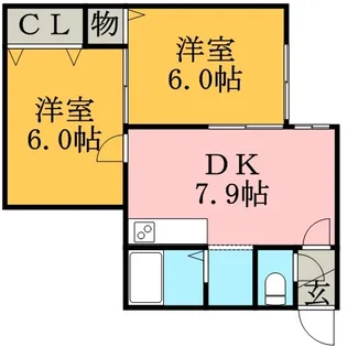 ビッグバーンズマンション白石Ⅱ【202号室】の間取り