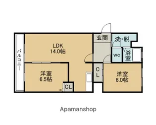 海洋グリーンハイツ【3階】の間取り