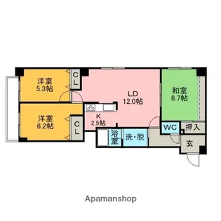 サンヴェール中島【4階】の間取り