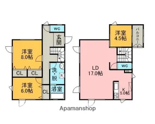 北海道室蘭市祝津町2丁目【一戸建】の間取り