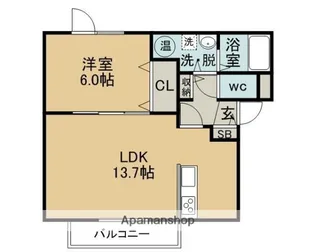 シャルム中島・6番館【3階】の間取り