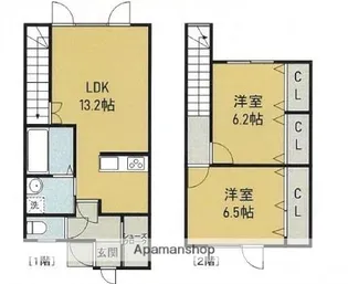 ヴァンベール若山2【1階】の間取り