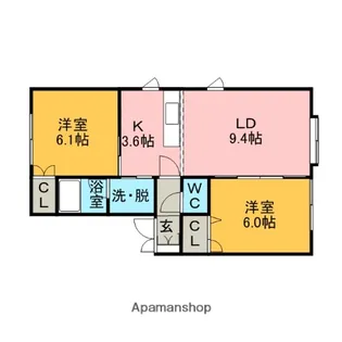 ベルシーヌ祝津【1階】の間取り