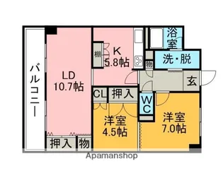 財形第19高砂コーポ【7階】の間取り