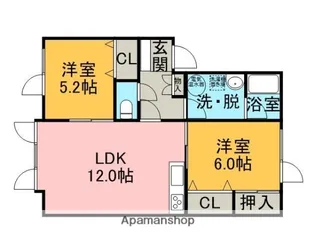 ベルシーヌ鷲別2【2階】の間取り