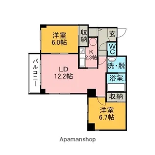 メゾンドゥファミーユ【6階】の間取り