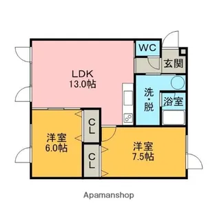 Sマンション松【2階】の間取り
