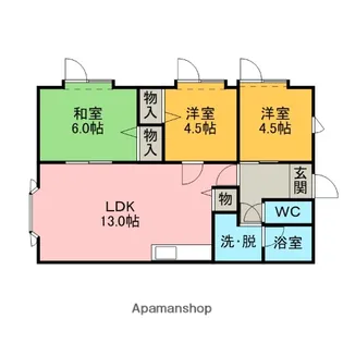 母恋グランドハイツ【2階】の間取り