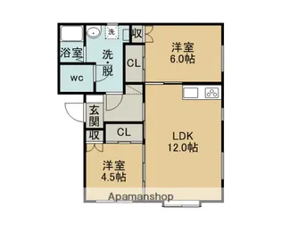 マヤパティオA棟 室蘭市共同住宅モデル事業【1階】の間取り