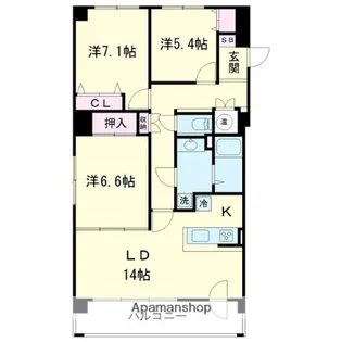 幕西町栗林マンション【2階】の間取り