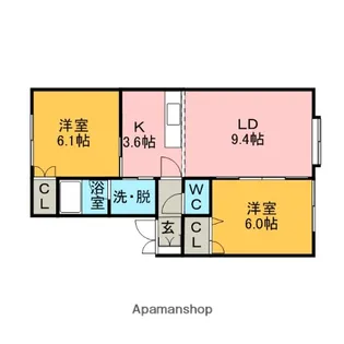2LDKの間取り画像
