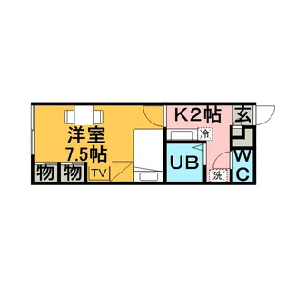 レオパレスリバーサイド美園【104号室】の間取り