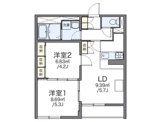レオパレスボヌールシャトー【103号室】の間取り