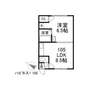 ハピネスⅠ【105号室】の間取り