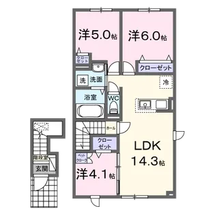 ボヌール 松風Ⅱ【2階】の間取り