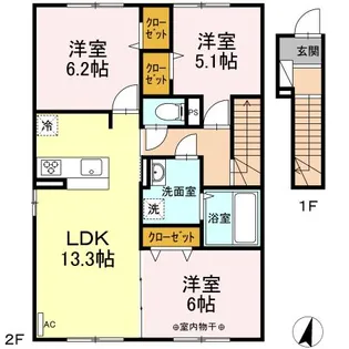セジュール沼ノ端中央Ⅴ【201号室】の間取り