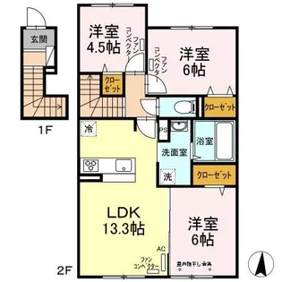 セジュール沼ノ端中央 Ⅰ【2階】の間取り